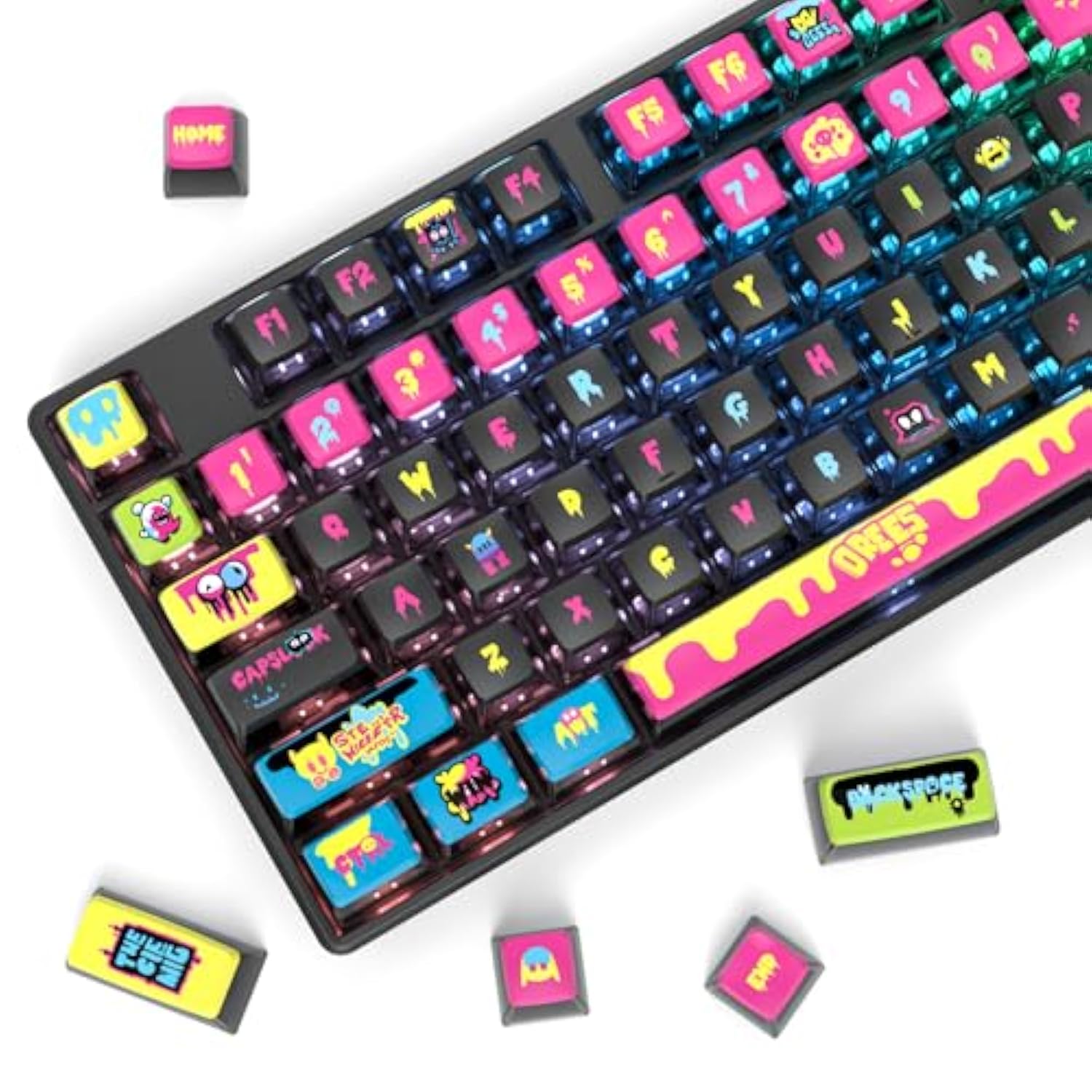 Black And White Keycaps, 150 Keycap Set Double Shot Keycaps, Csa Profile, Cust