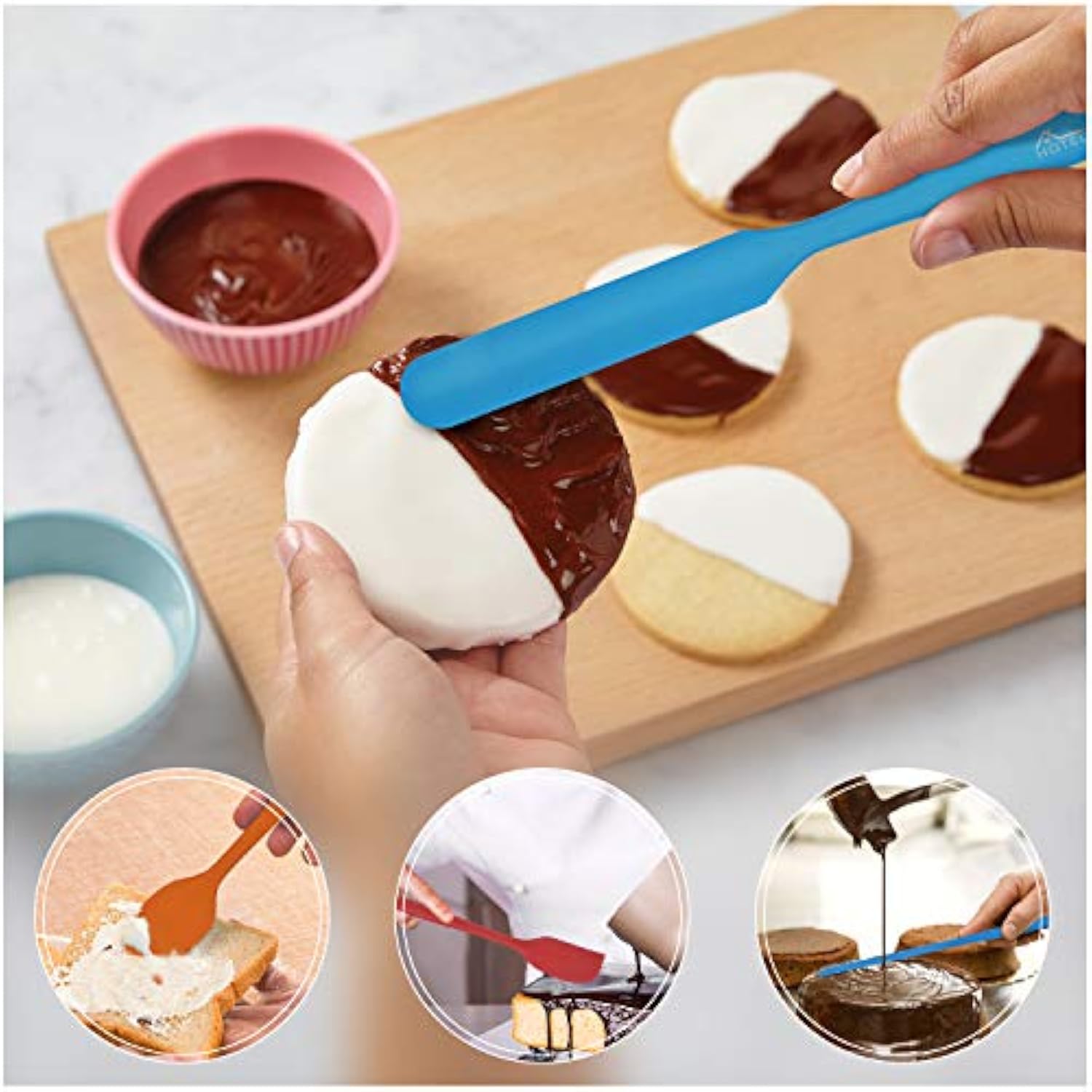 Heat Resistant 600? Food Grade Silicone Rubber Spatula Set For Baking, Cooking, And Mixing Non Stick Dishwasher Safe Bpa-Free Multicolor Set Of 5