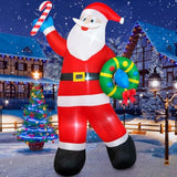 8Ft Christmas Inflatable Santa Claus Outdoor Decoration, Inflatable Santa Holds Garland Blow Up Yard Decorations Built-I