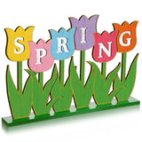 Wooden Tulips Table Decorations Spring Flowers Table Centerpieces Rustic Farmhouse Tulips Tiered Tray Decor For Home Spring Easter Wedding Anniversary Party Tabletop Decoration