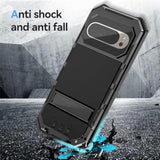 For Google Pixel 9 Pro Xl Case Metal Heavy Duty Phone Case Para Built-In Screen Protection Full Body Protective Dust Proof Military - Grade Rugged (6.8 '' Black)