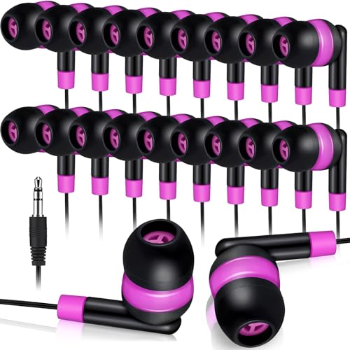 100 Pack Wired Earbuds Bulk for Classroom Ear Headphones Wired Basic Student Earbuds No Microphone with 3.5mm Jack for Class Laptop School Library,