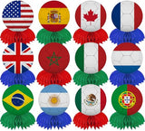 World Soccer Decorations 12PCS International Flag Honeycomb Centerpieces Double Sided, Soccer Themed Table Decorations Supplies for 2026 Football Game Day, Sports Themed Party, Fan Birthday