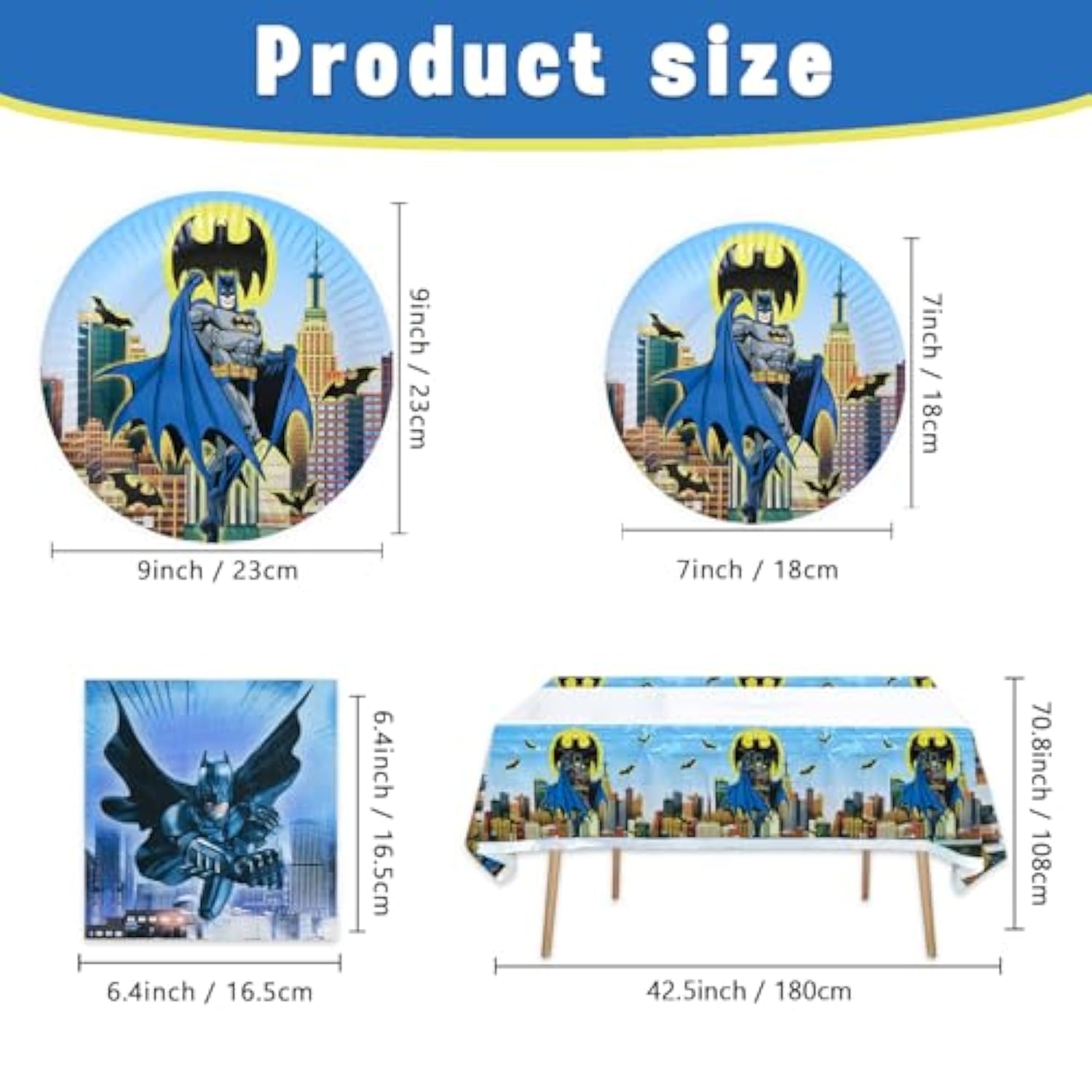 41Pcs Batmans Birthday Party Supplies Include 20 Plates, 20 Napkins Tablecloth For The Party Decoration (Green5)