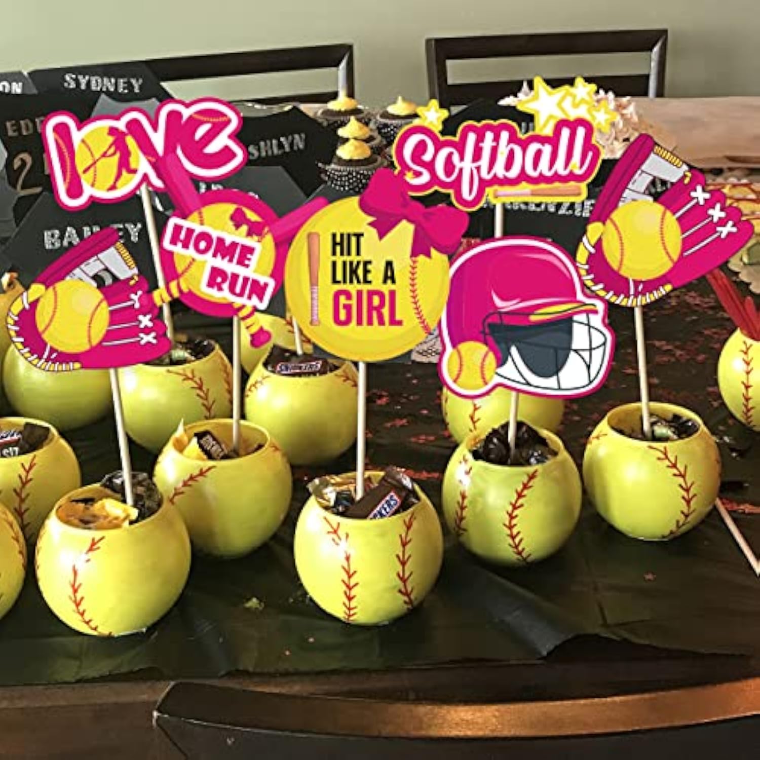 24 Pack Softball Centerpieces Sticks, Fast Pitch Table Decorations, Sp