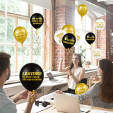Funny Farewell Balloons (45pcs): Black, Gold & White Latex Goodbye Party Decorations