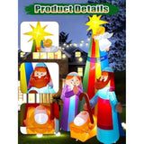 7Ft Christmas Inflatable Nativity Scene Decoration, Lighted Outdoor Nativity Scene With Star Of Bethlehem Blow Up Yard D