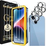 Tempered Glass Screen Protector 6.7'' For Iphone 14 Plus - 3 Pack With Camera Lens Protector & Alignment Frame, Anti-Scratch Case Friendly Transparent Hd Clear Film