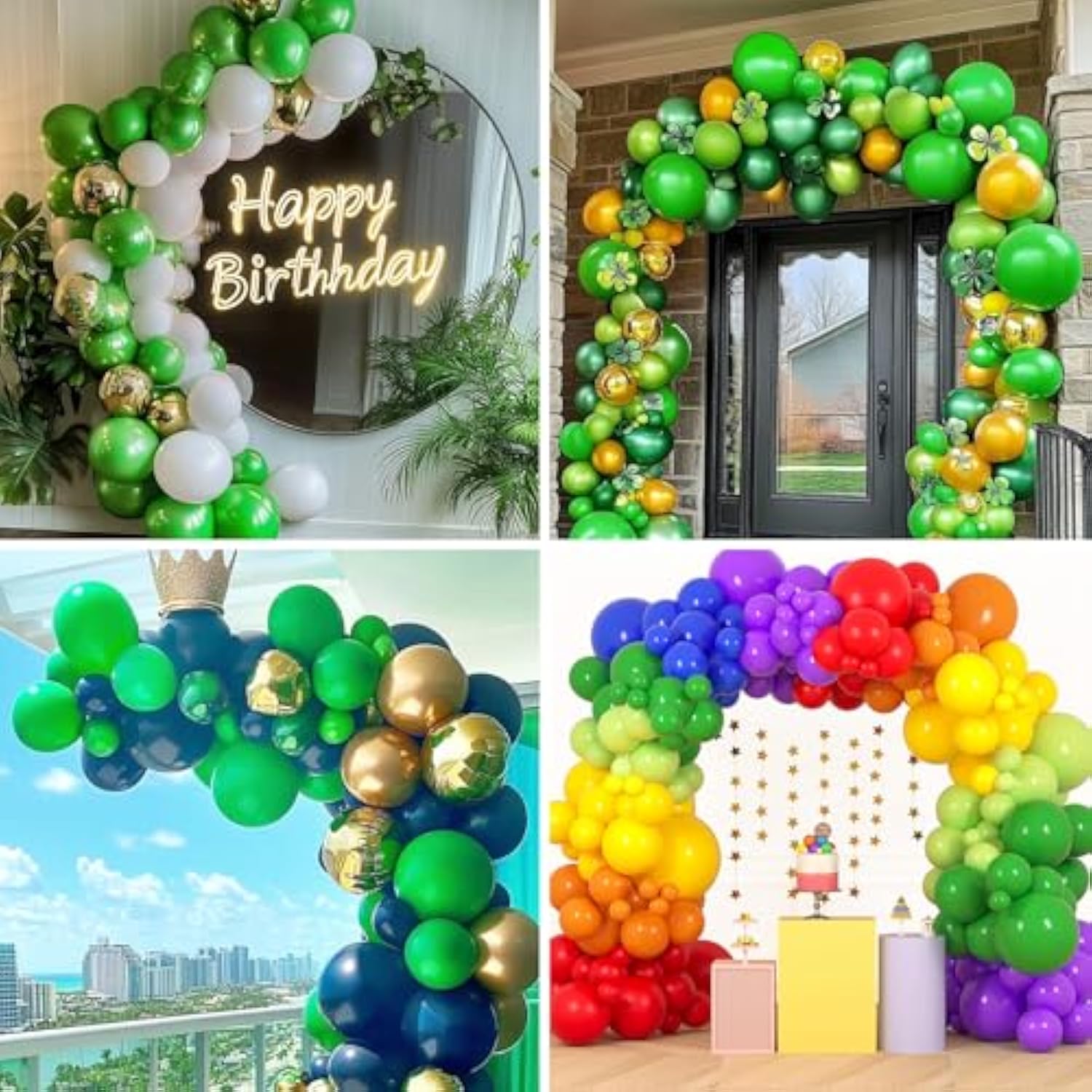 129Pcs Green Balloons Different Sizes 18 12 10 5 Inch Green Latex Ball