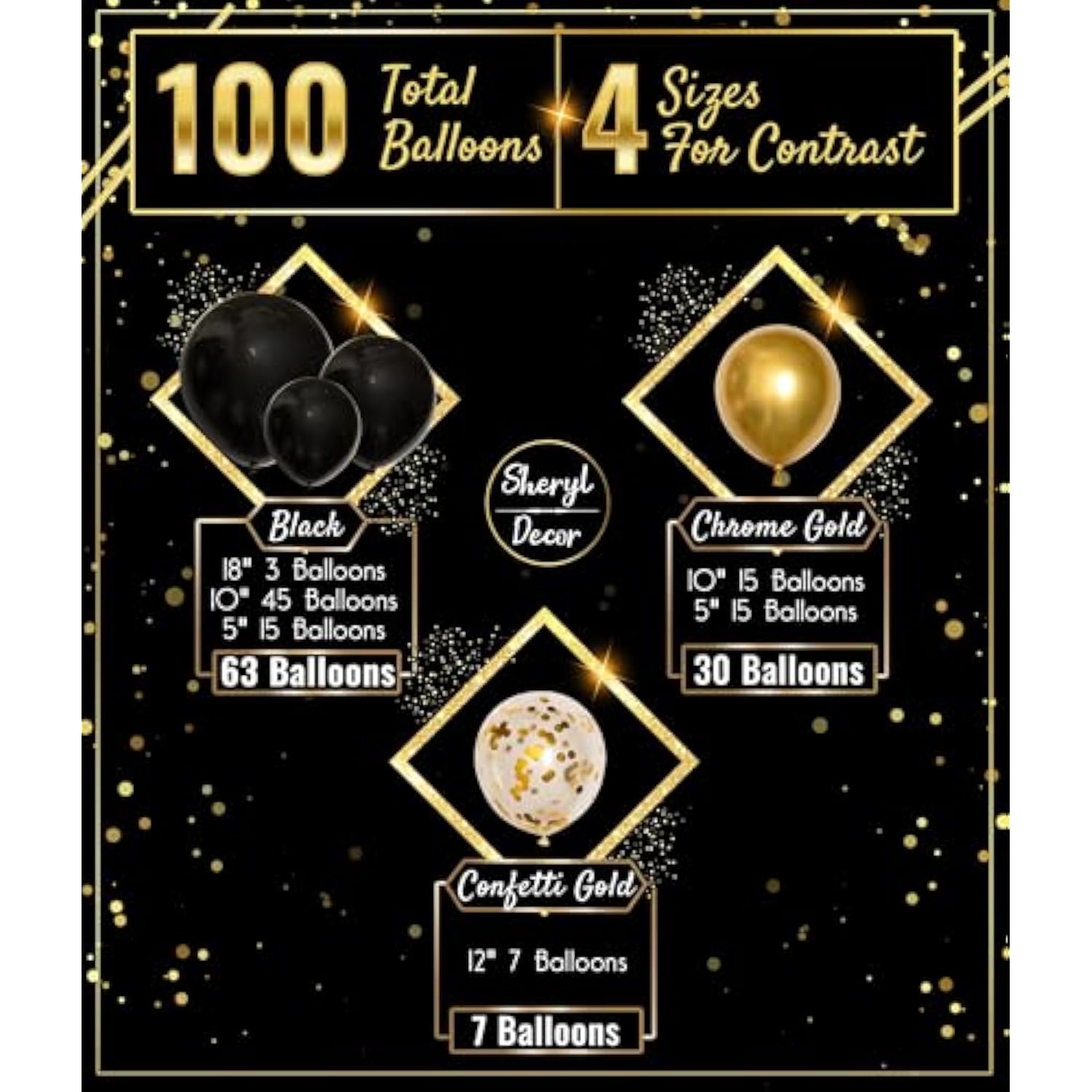 120Pcs – Black And Gold Balloon Garland Kit & Arch – Black Gold Balloo