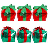 6Pc Red Green Cube Gift Box Balloons 18In Christmas Party Decor
