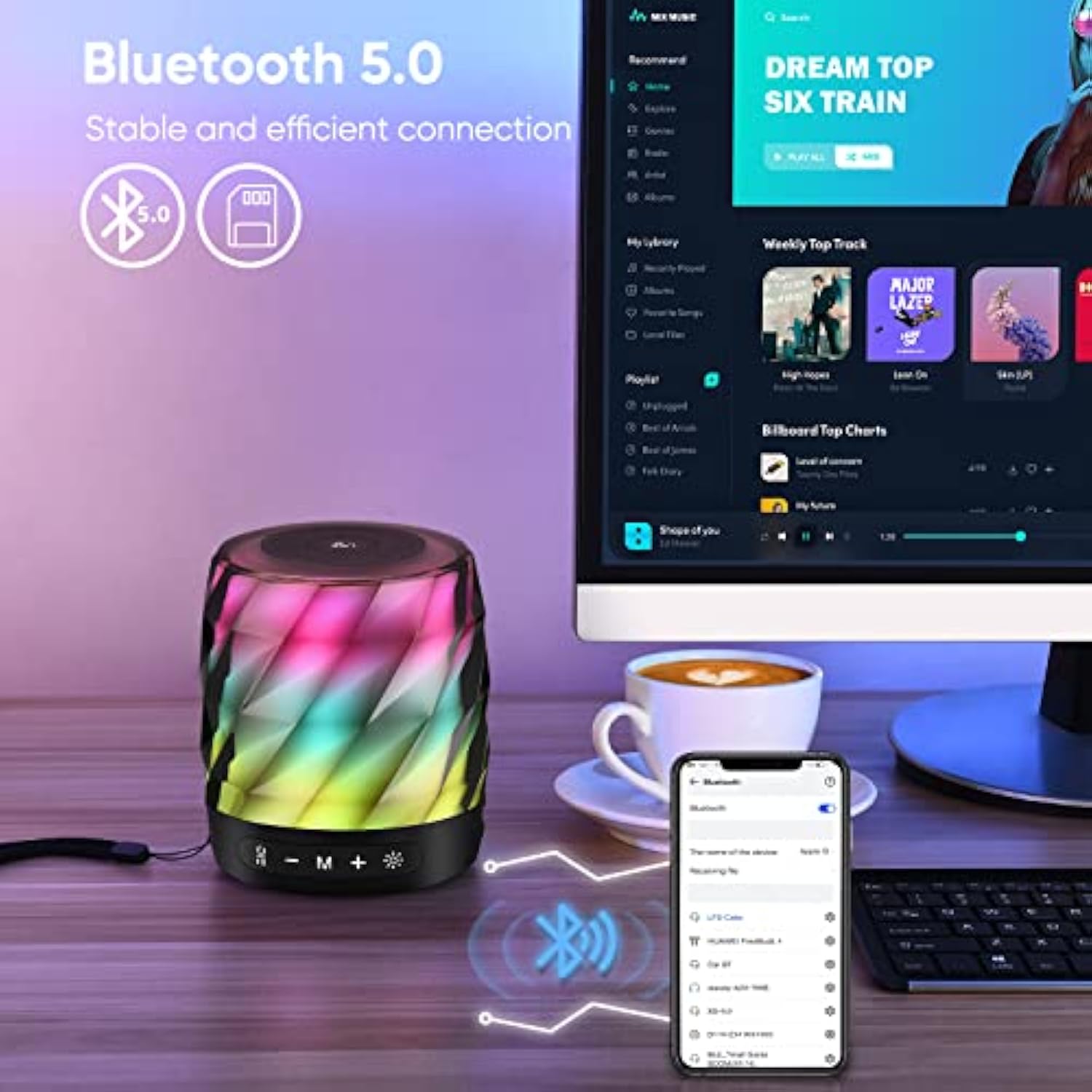 Bluetooth Speakers - Premium 20W Sound Portable Wireless Speakers With Tws Bluetooth 5.0, Led Lights, Waterproof, 20H Playtime