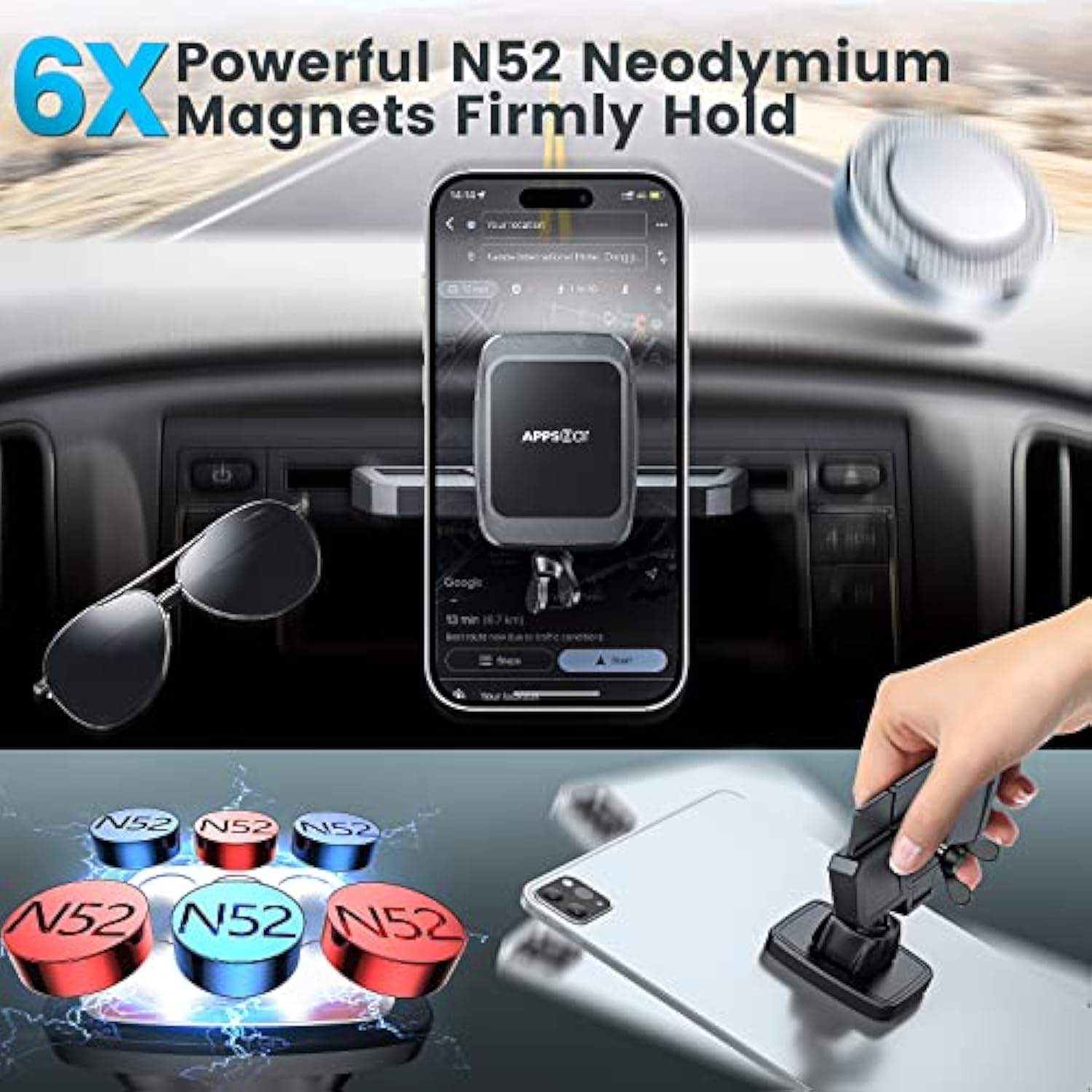 Magnetic Cd Phone Holder For Car, Anti Shake Magnet Cd Slot Phone Mount, Car Truck Accessories, Compatible With Iphone, Samsung & All Cellphones, For Smartphone Mobile