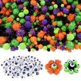 Halloween Craft Kit: 1000 Pom Poms & Googly Eyes - DIY Party Decor