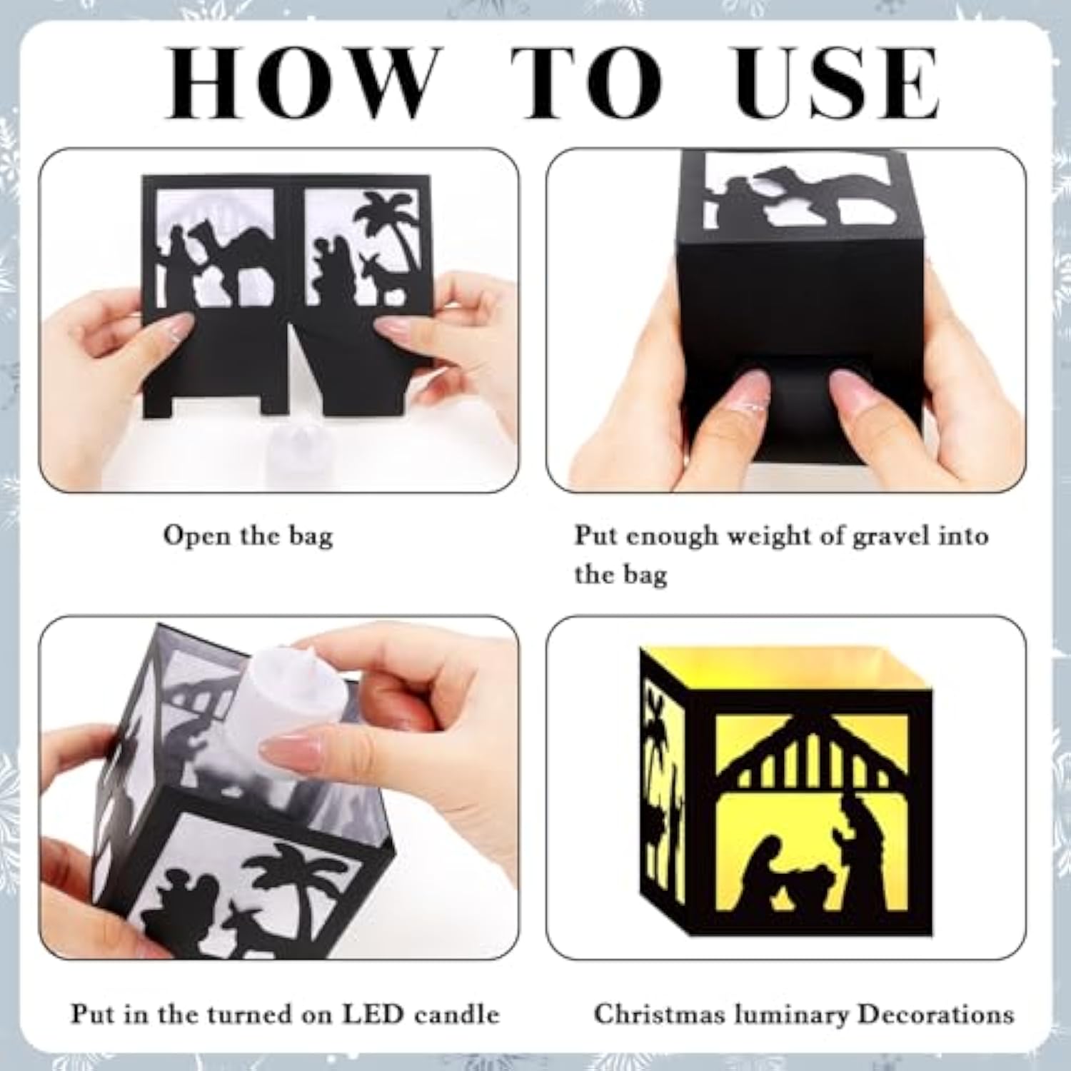 6Pcs Nativity Christmas Luminary Boxes With 6 Lameless Led Candles, Jesus Christmas Luminary Candle Boxes For Religious Christmas Jesus Birthday Xmas Party Decor Paper Lanterns Boxes With Lights