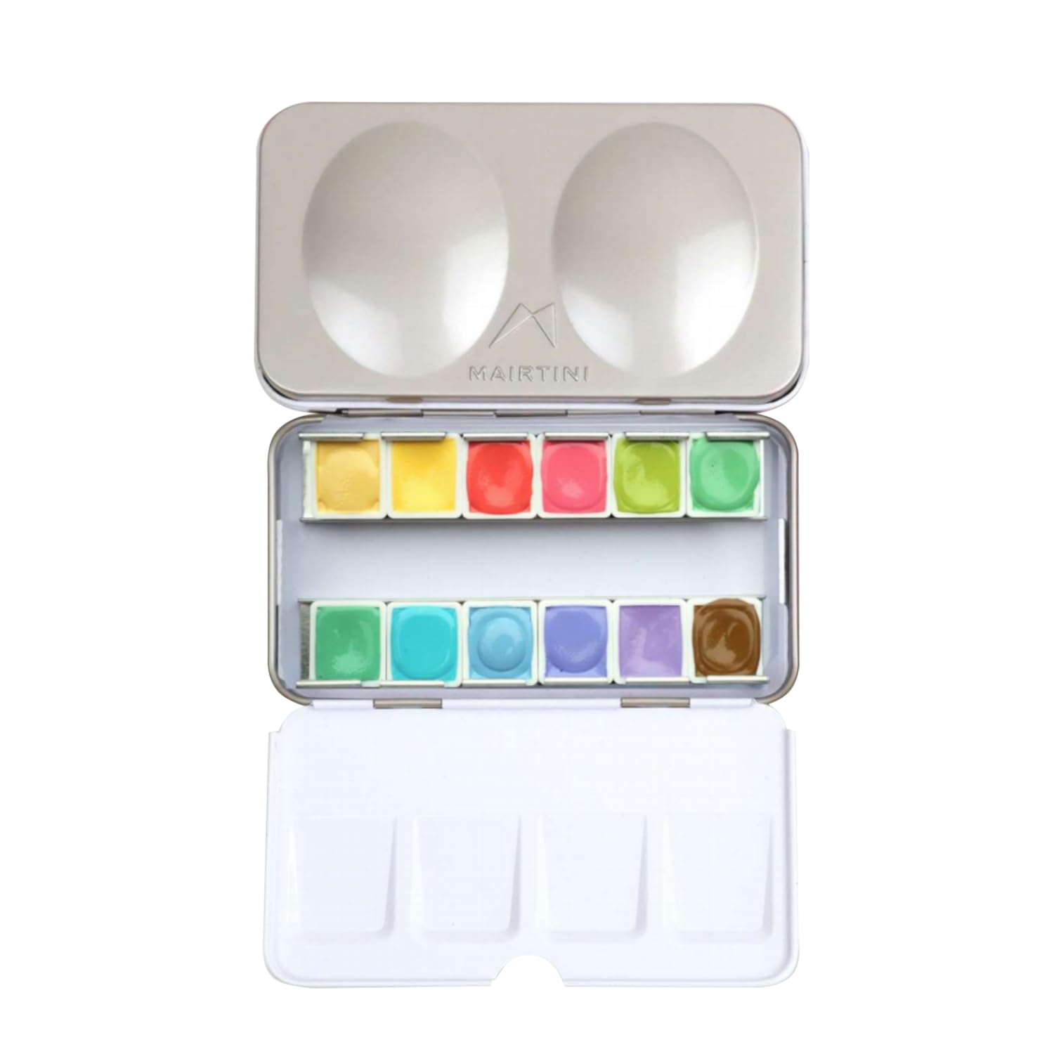 Mairtini Academy Grade Brilliant Series Half-Pan Solid Watercolor Paint Set With Iron Case 12Pcs?Pink Dream?