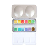 Mairtini Academy Grade Brilliant Series Half-Pan Solid Watercolor Paint Set With Iron Case 12Pcs?Pink Dream?