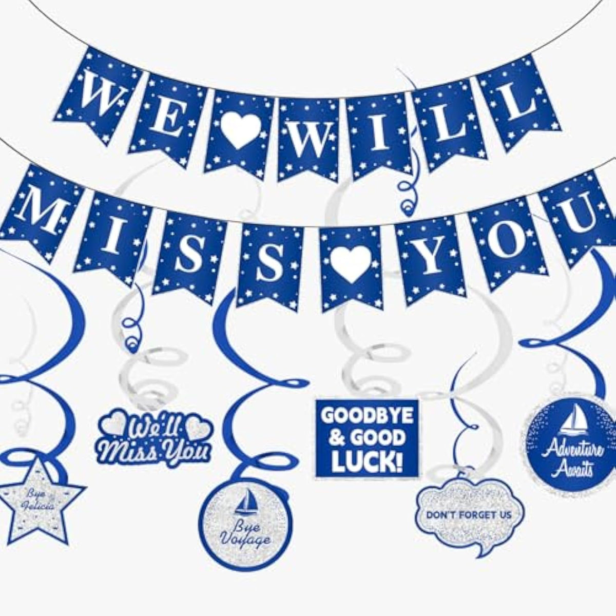 Blue Going Away Party Decorations We Will Miss You Banner for Farewell