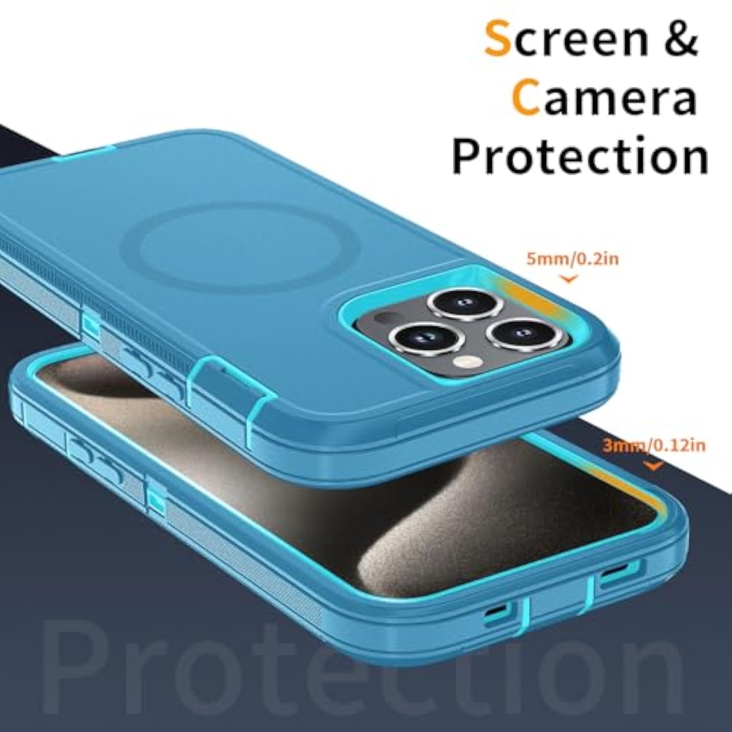 For Iphone 12 Pro Max Case [Compatible With Magsafe], Heavy Duty Shockproof 3-Layer Full-Body Protection Rugged Cover, Drop-Resistant And Wireless Charging (Aqua, Iphone 12 Pro Max)
