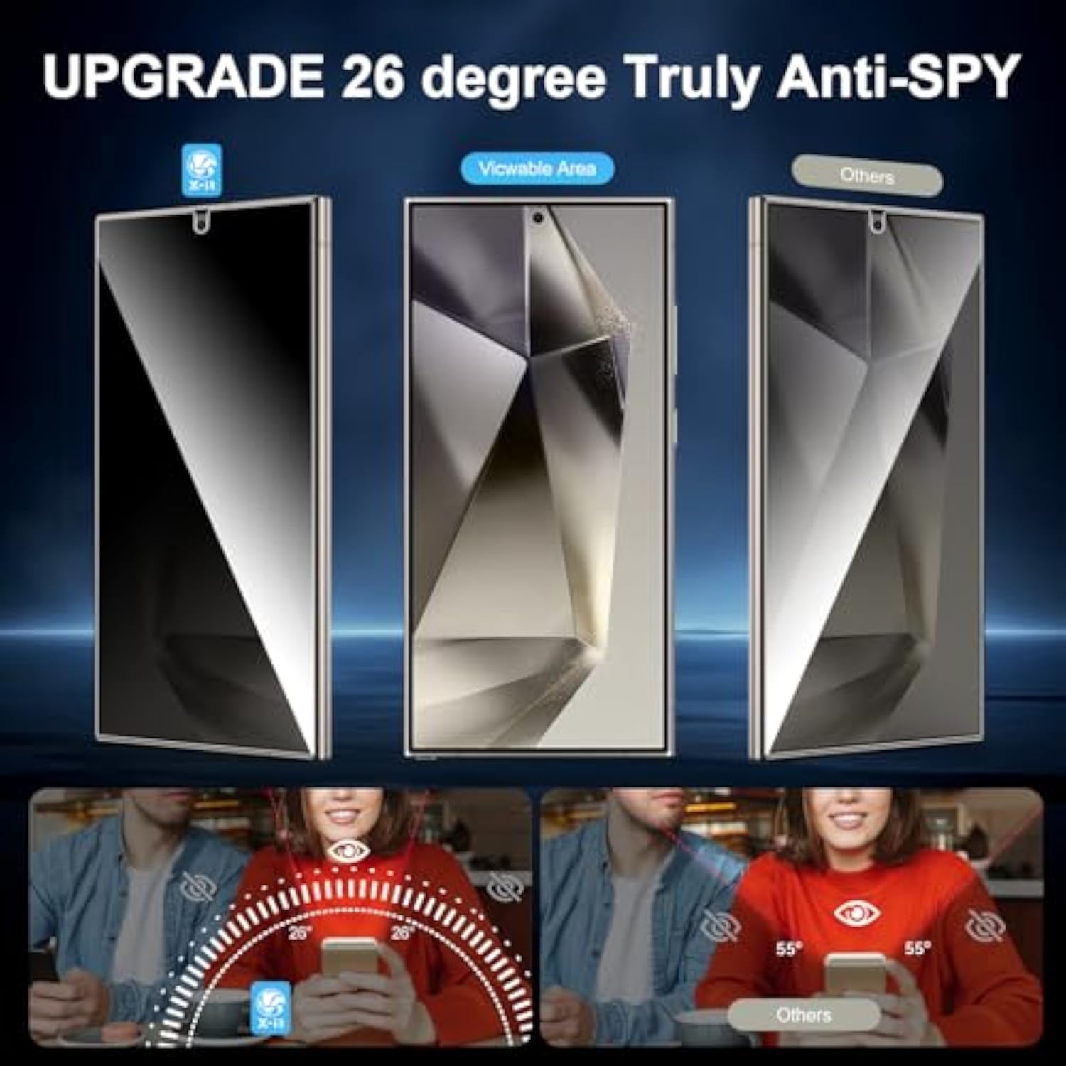 For Samsung Galaxy S22 Ultra Screen Protector Privacy [Auto Alignment/Dust Removal],Bubble-Free,[100% Ultrasonic Fingerprint Id] Easy Installation,Full Coverage,Anti-Spy [Non-Glass] 2 Packs