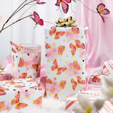 Girl Wrapping Paper Roll, 17In X 33Feet Gold Foil Butterfly Pink Gift Wrap For Baby Shower, Women, Wedding, Bridal Shower