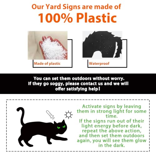 Halloween Decorations Outdoor, 6ct Black Cat Decor Yard Signs with Stakes, Scary Silhouette with Glow in Dark Eyes, Corrugated Plastic, Waterproof Lawn Decorations for Kids Family Home Party