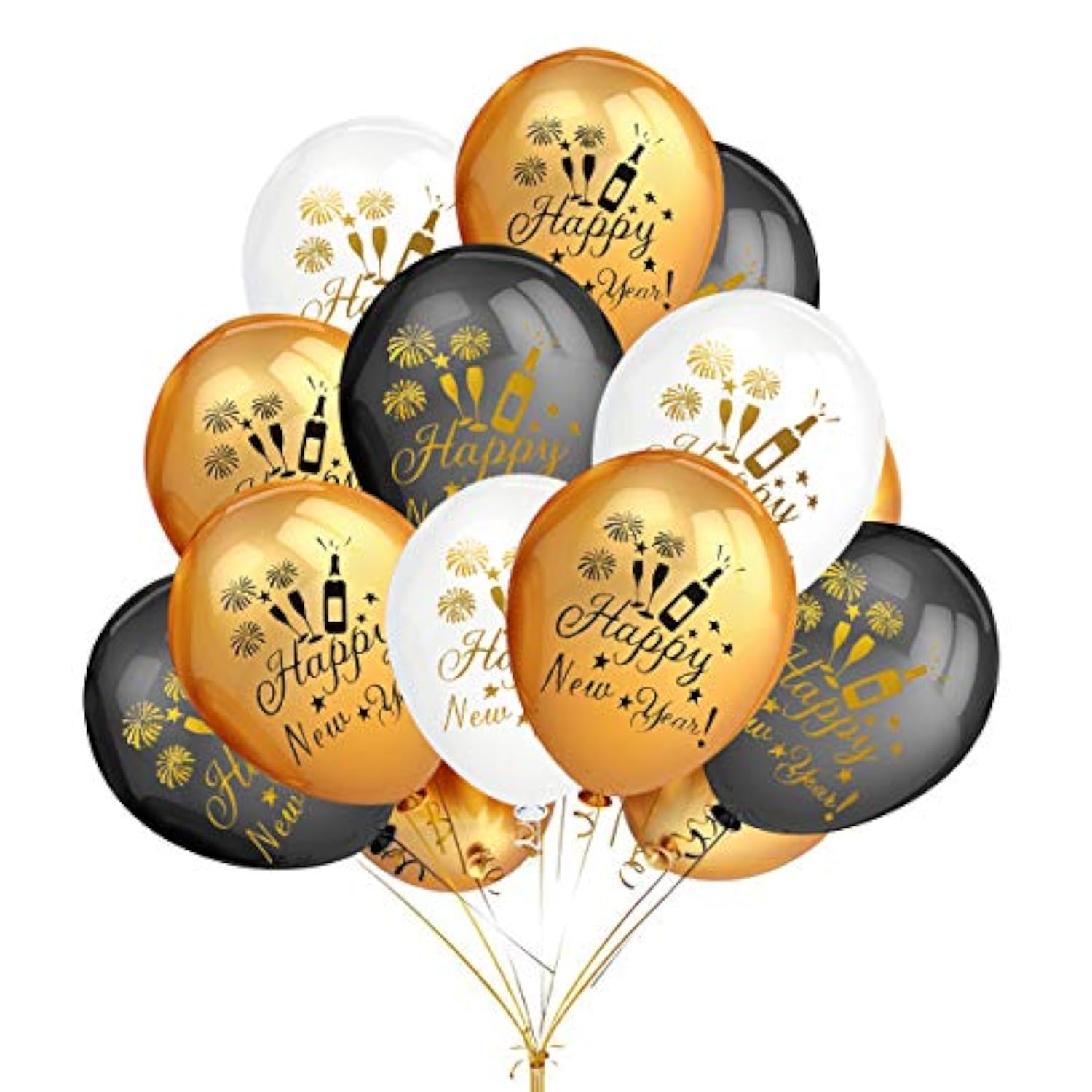 50 Pc Gold Black White 2026 Happy New Year Eve Party Balloons