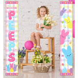Easter Bunny Porch Sign- Easter Welcome Door Hanging Banner Decoration Bunny Easter Spring Party Supplies Outdoor