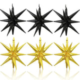 6-Piece Black and Gold Star Foil Balloons 22-Inch for Party Decor