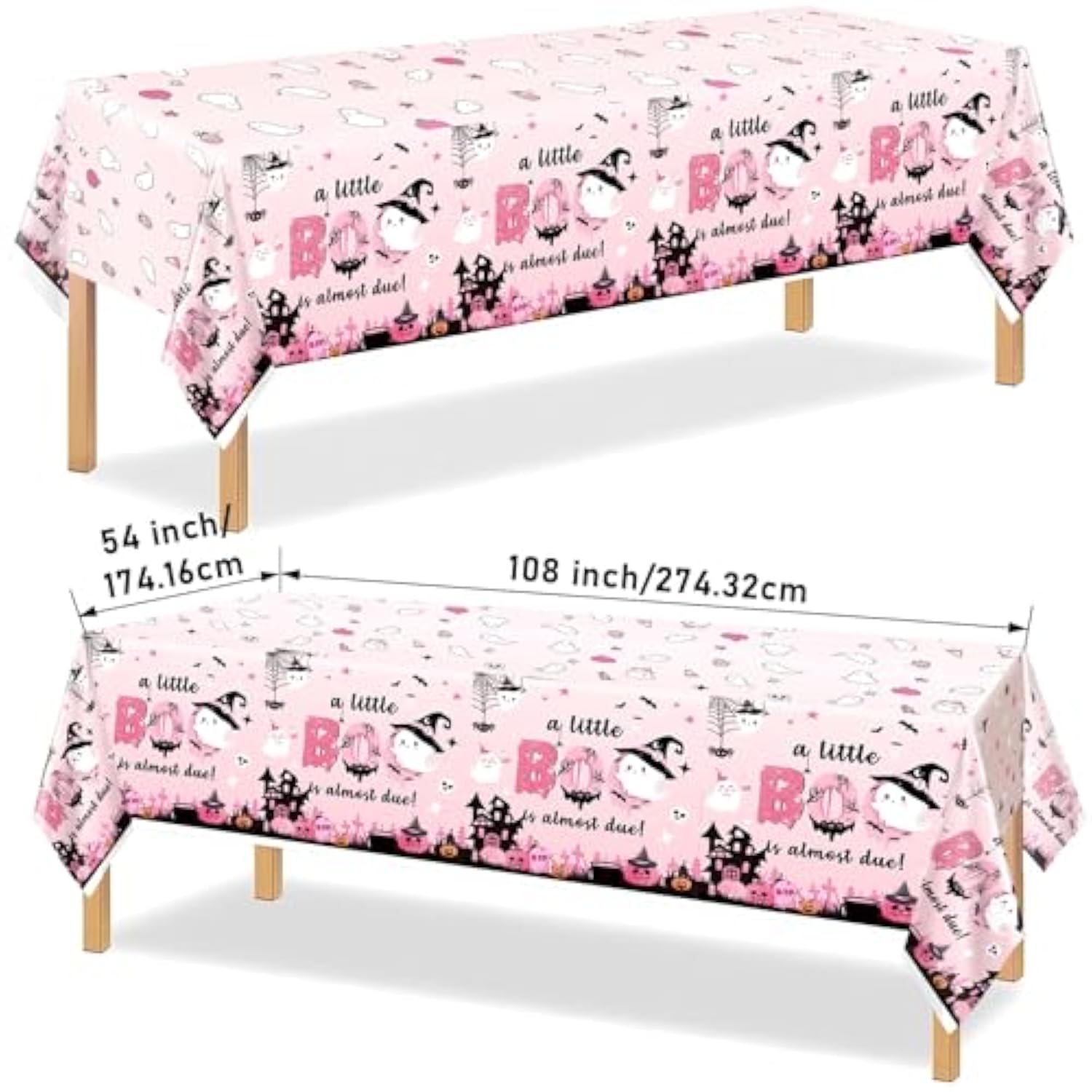 3Pcs A Little Boo Is Almost Due Decorations Pink Halloween Tablecloth Little Boo Baby Shower Decorations Girl For Halloween Baby Shower Decorations For Girl