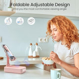 Gift For Women Foldable Cellphone Stand With Bluetooth Speaker Wireless Speaker With Phone Holder Birthday Gift Idea For Mom Dad Cool Gadget Pink