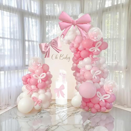Pink Balloon Arch Kit Coquette Birthday Decorations Pink And White Balloons With Bow Balloons For Pink Bow Birthday Bachelorette Party Bridal Shower Decorations