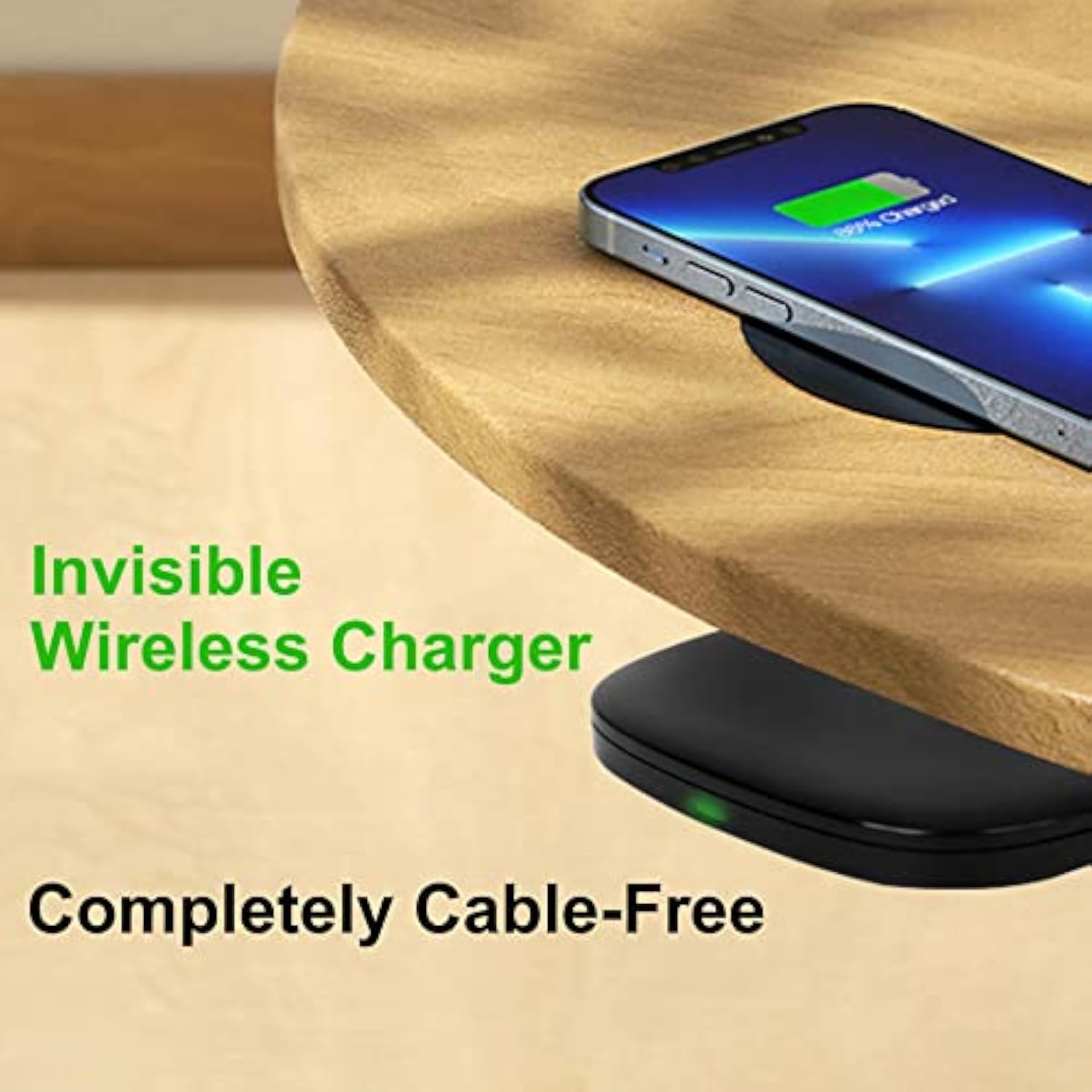 1.57"(40Mm) Invisible Wireless Charger, Under Desk Wireless Charger, Under Counter Charging For Iphone 16/15/14/13/12/ Samsung Galaxy S25/S24/S23/S22/S21(Adapter Included)