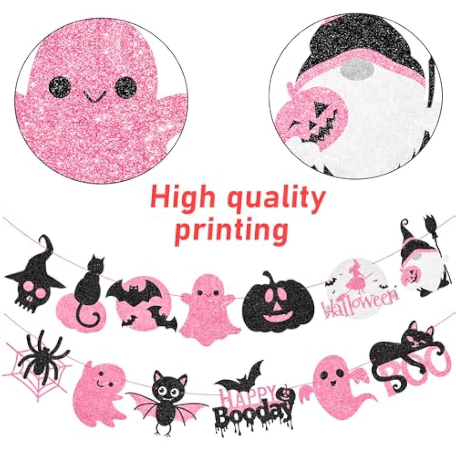 Halloween Party Banner 2pcs Ghost Pumpkin Bat Skull Cutout Banners Boo Birthday Decorations