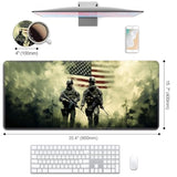 Desk Pad Mat Gaming Mouse Pads With Coasters Set, American Military Army Troops Soldiers Large Extended Desk Mousepad With Stitched Edge & Non-Slip Base For Work, Game, Office, Home (35.4"X 15.7")