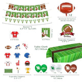 Football Theme Party Supplies - Including Happy Birthday Banner, Football Foil Balloons, Cake Topper, Tablecloth, Balloons For Game Day, And Football Birthday Party Decorations