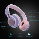 Wt-7S Kids Bluetooth Headphones Light Up, Foldable Stero Wireless Headset With Microphone And Volume Control For Pc/Tablet/Tv/Travel (Purple)