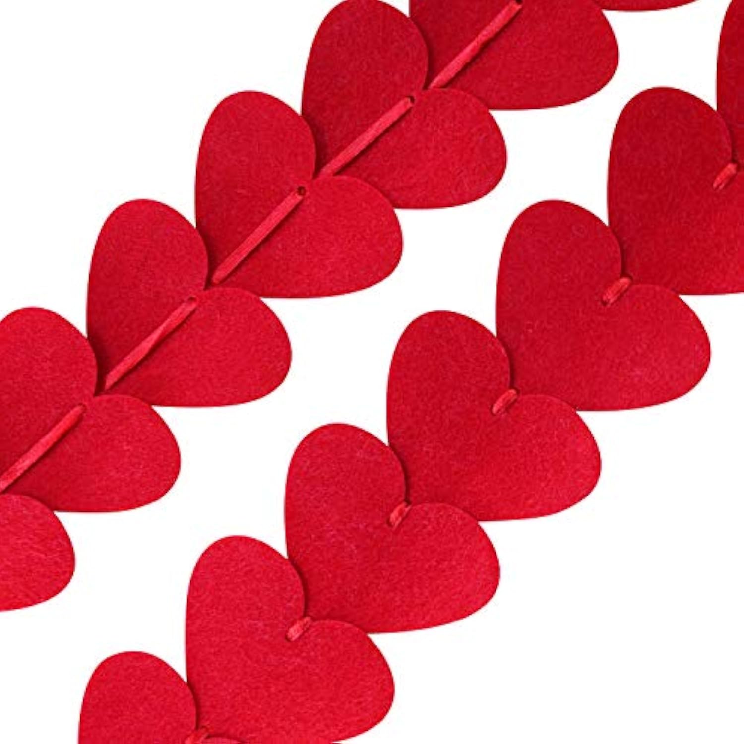 72 Red Hearts Felt Garland - No Diy - Valentines Day Red Heart Hanging