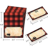 Lumberjack Party Place Cards - Lumberjack Buffalo Plaid Food Tents And Food Labels Decorations, Woodland Baby Shower Party Supplies