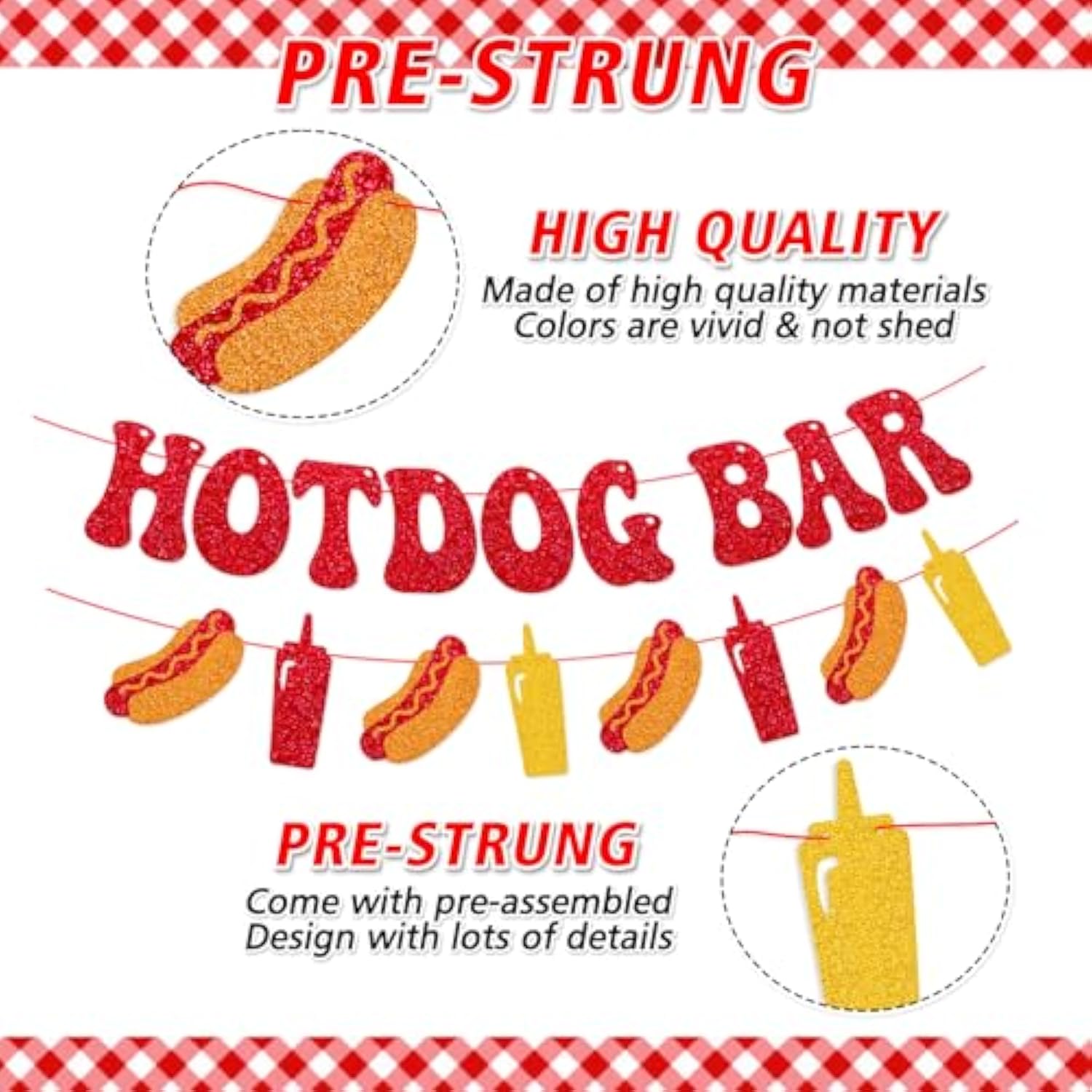 Hotdog Bar Banner Hotdog Birthday Party Supplies for Kids Sausage Party Decor