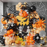 174Pc Halloween Balloon Arch Kit – Black Orange with Spider, Web & Eye Balloons