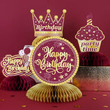 8 Pieces Happy Birthday Decorations, for Women, Burgundy Gold