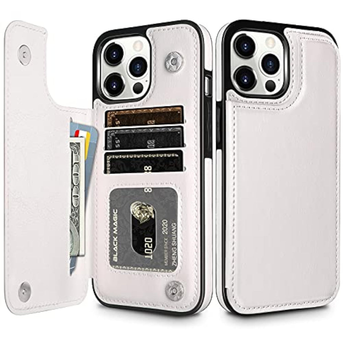 Wallet Case Compatible With Iphone 13 Pro Max Case 5G 6.7-Inch Slim Protective With Credit Card Slot Holder Flip Folio Soft Pu Leather Magnetic Closure Cover, White
