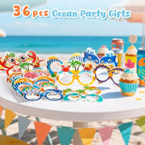 36Pcs Under The Sea Party Decorations, Sea Animal Party Favors Ocean Themed Paper Glasses For Summer Photo Booth Props Goodie Bag Stuffers