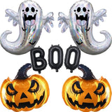 7Pc Halloween Foil Balloons – BOO Ghost & Pumpkin Party Decorations