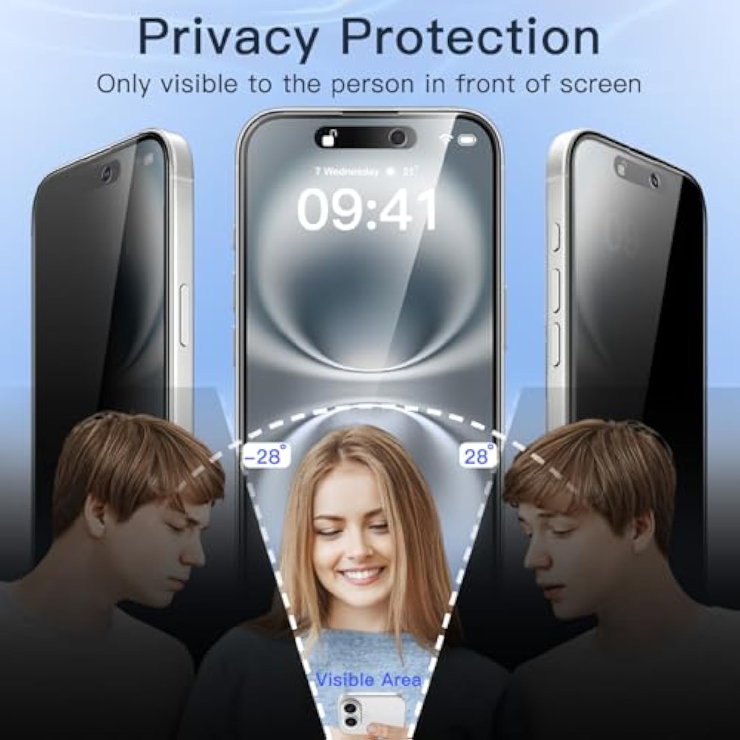 JETech Privacy Full Coverage Screen Protector for iPhone 16 6.1-Inch, Black Edge Anti-Spy Tempered Glass Film with Easy Installation Tool, Case-Friendly, 2-Pack