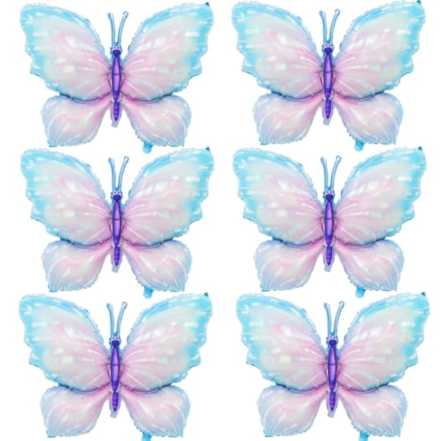 6 Pieces 39 Inches Blue Butterfly Balloons – Large Gradient Butterflies Foil Mylar Balloons For Birthdays, Garden, Spring Decorations, Butterfly-Themed Events, Baby Shower, And Wedding Party Supplies