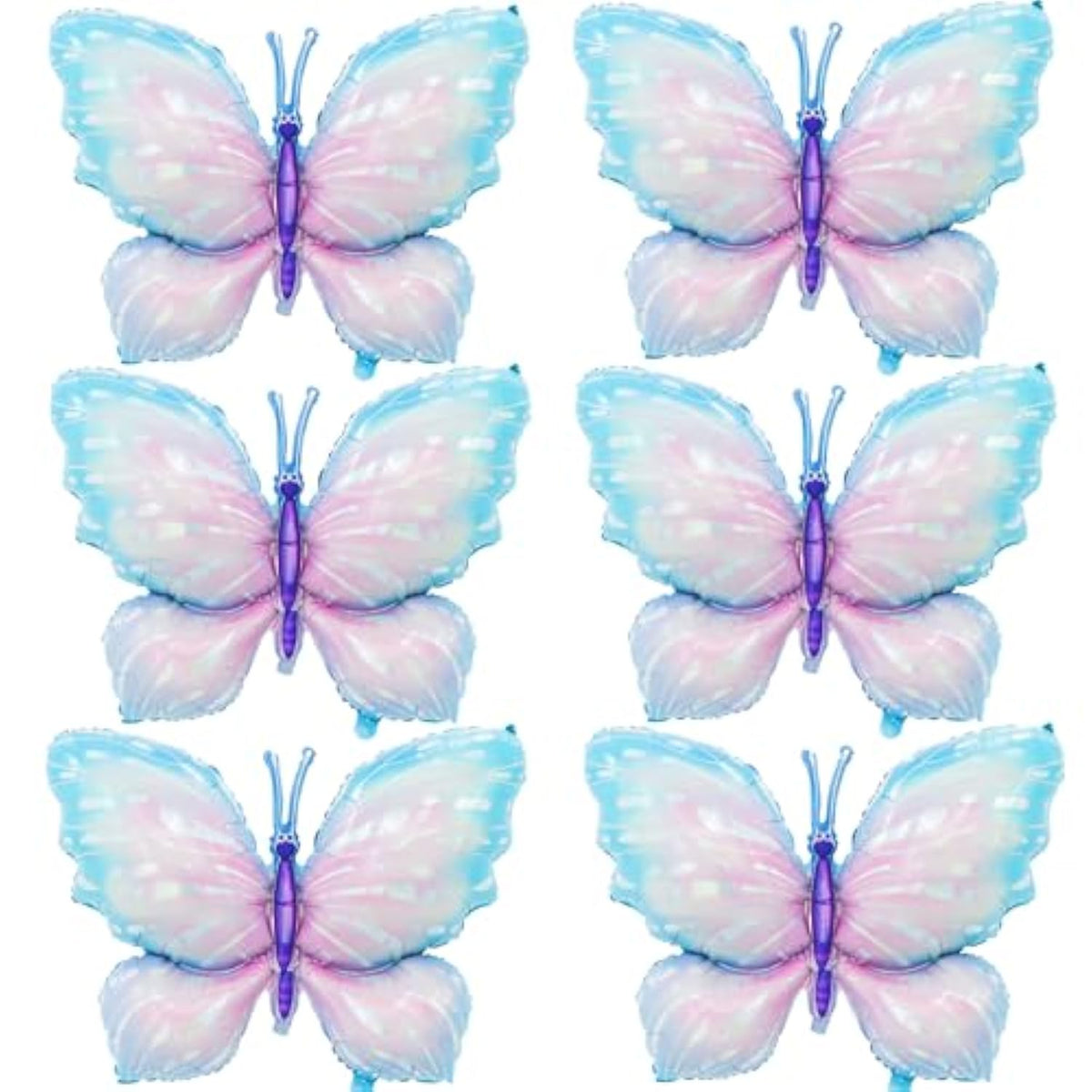 6 Pieces 39 Inches Blue Butterfly Balloons – Large Gradient Butterflies Foil Mylar Balloons For Birthdays, Garden, Spring Decorations, Butterfly-Themed Events, Baby Shower, And Wedding Party Supplies