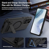 Compatible With Samsung Galaxy A36 Magnetic Case, Galaxy A36 Magsafe Cases Translucent Matte Scratch-Resistant Back Shockproof Invisible Folding Kickstand Case For Samsung A36 5G 6.7'', Black