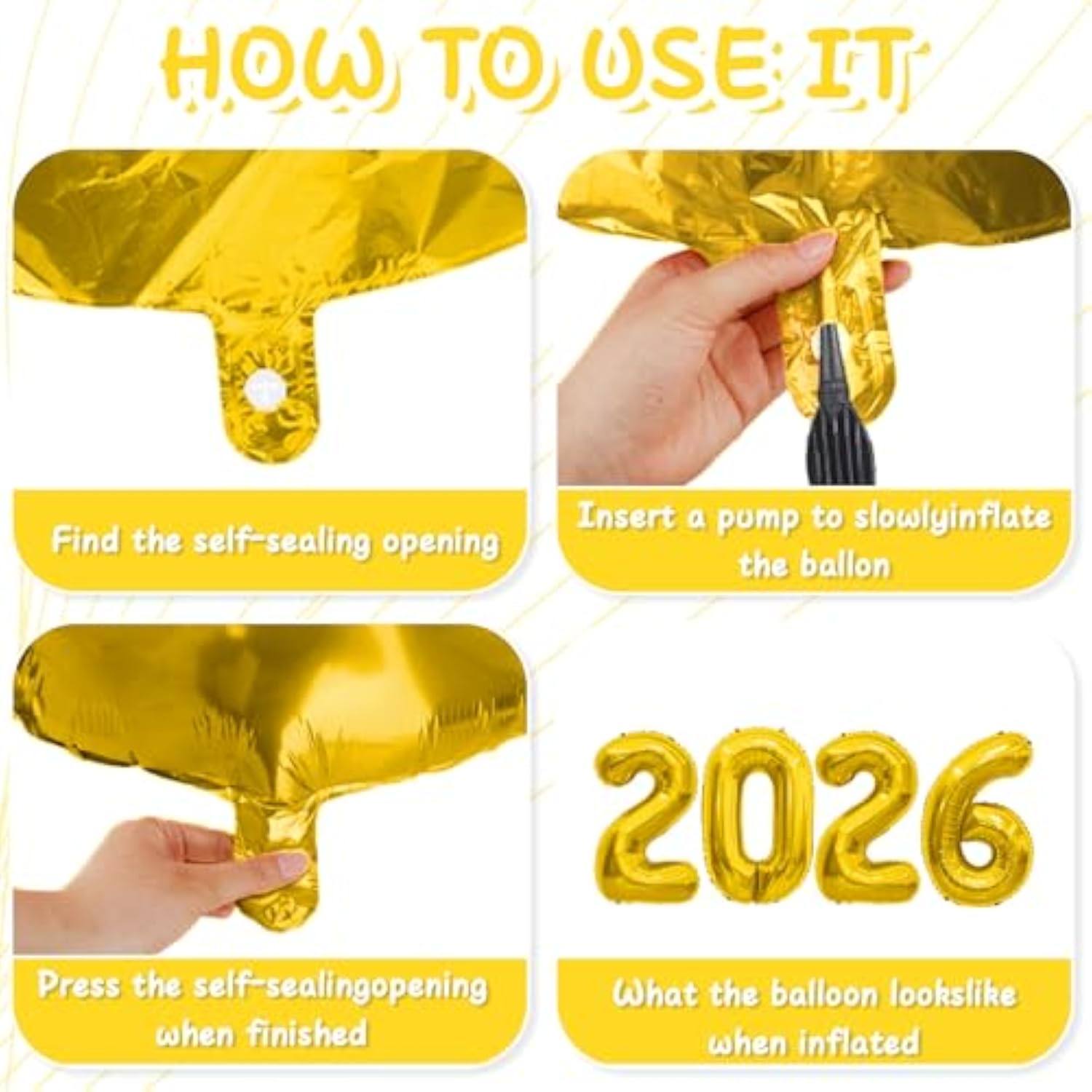 40in 2026 Gold Foil Number Balloons Happy New Year Party Decorations